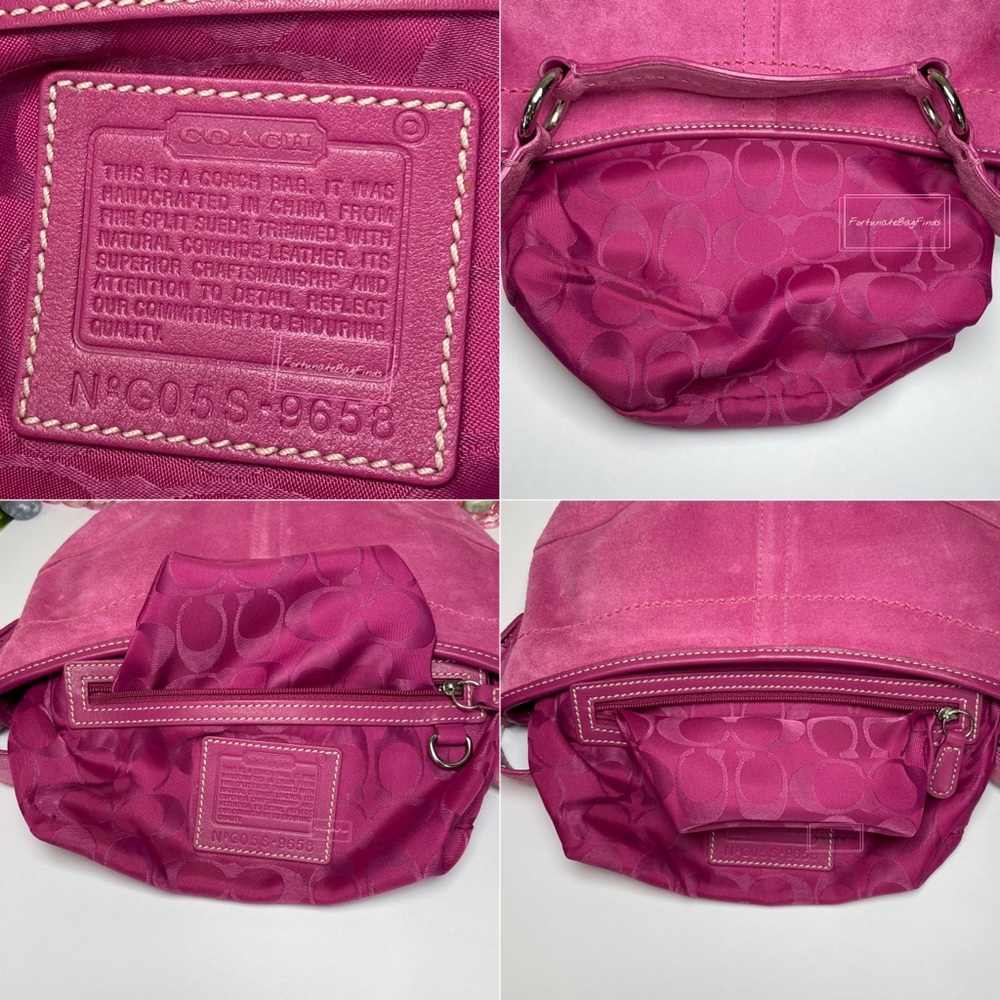 Y2K Vintage Pink Coach Soho Suede Hobo 9658 & Mini Soho Hobo Bag Charm 1659 SET - Picture 16 of 16